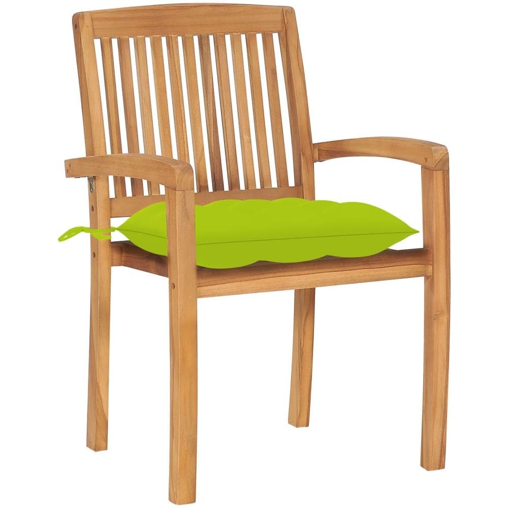 Sedie da Giardino Impilabili con Cuscini 6 pz Massello di Teak - Foto 2