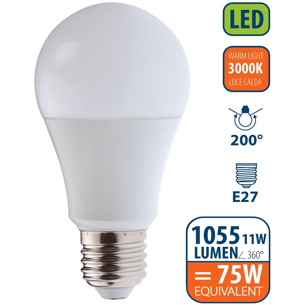 Lampadina Smd Led, Goccia A60, 11w / 1055lm, Base E27, 3000k - Foto 1
