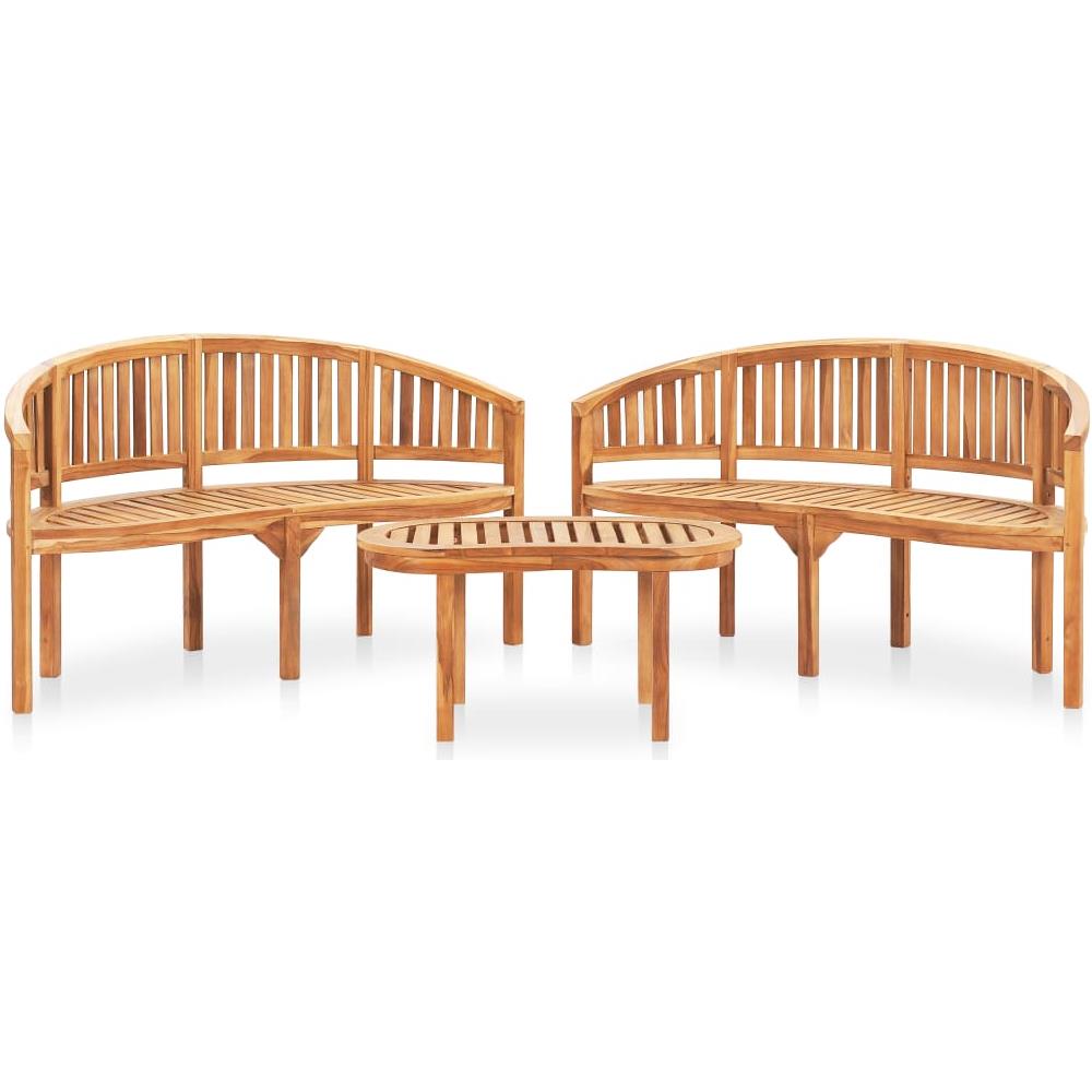 Set Salotto da Giardino 3 pz Design Curvo in Massello di Teak - Foto 1