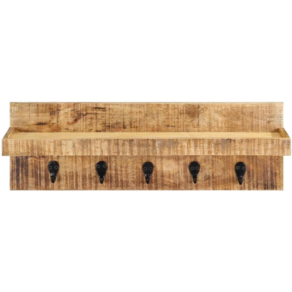 Appendiabiti a Muro 60x15x20 cm Legno Massello di Mango Grezzo - Foto 2