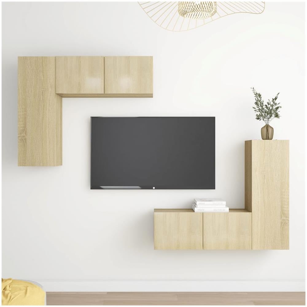 Set Porta Tv 4 Pz Rovere Sonoma In Truciolato - Foto 1