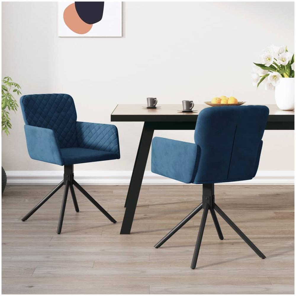 Sedie Da Pranzo Girevoli 2 Pz Blu In Velluto - Foto 1