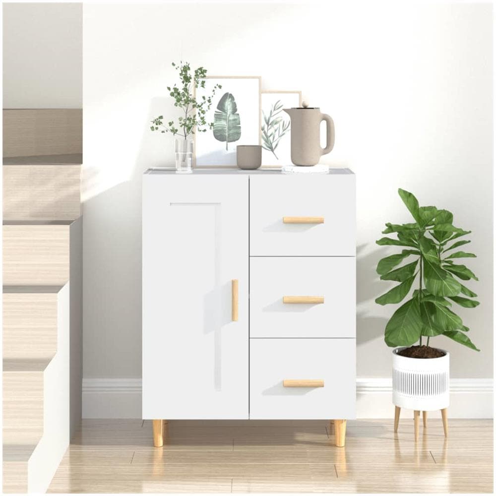 Credenza Bianca 69,5x34x90 Cm In Legno Multistrato - Foto 1