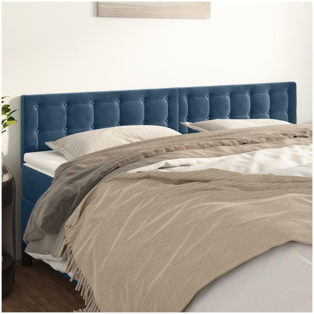Testiera 2 Pz Blu Scuro 80x5x78/88 Cm In Velluto - Foto 1
