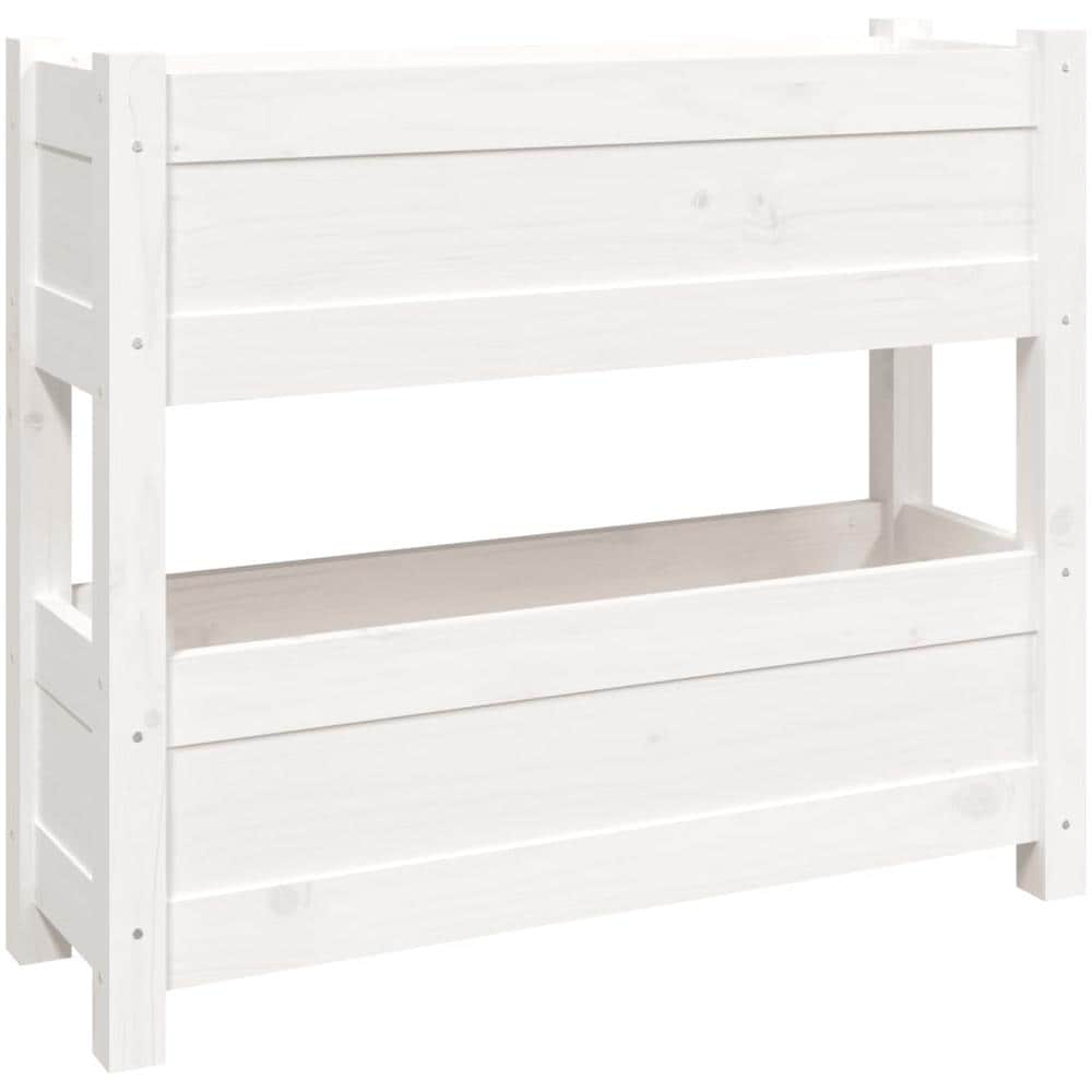 Fioriera Bianca 77x25x66 Cm In Legno Massello Di Pino - Foto 1