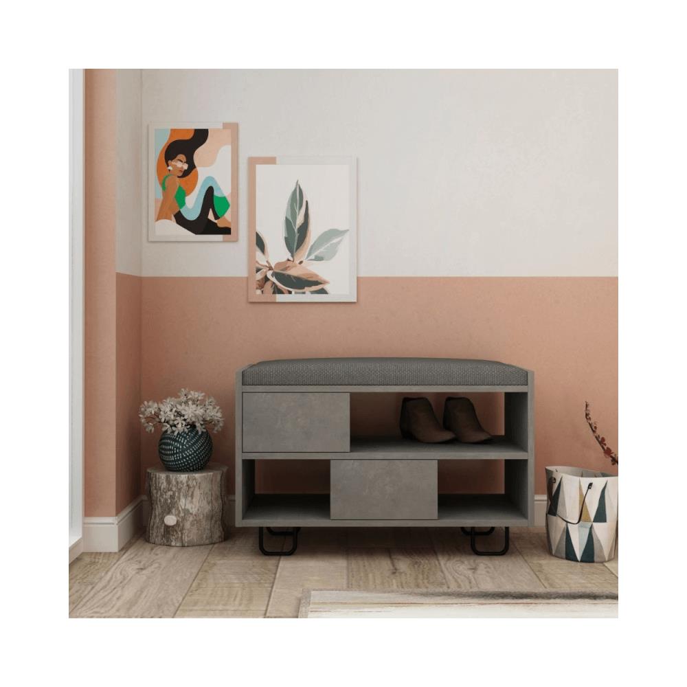 Panca Scarpiera Troy Retro Grey Con Cuscino - Foto 1