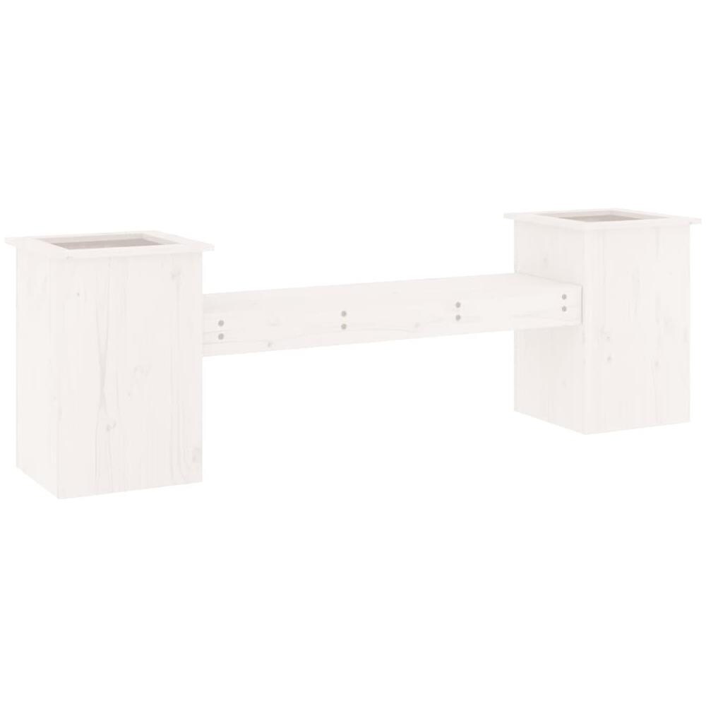 Panchina Fioriera Bianca 184,5x39,5x56,5 cm Legno Massello Pino - Foto 2