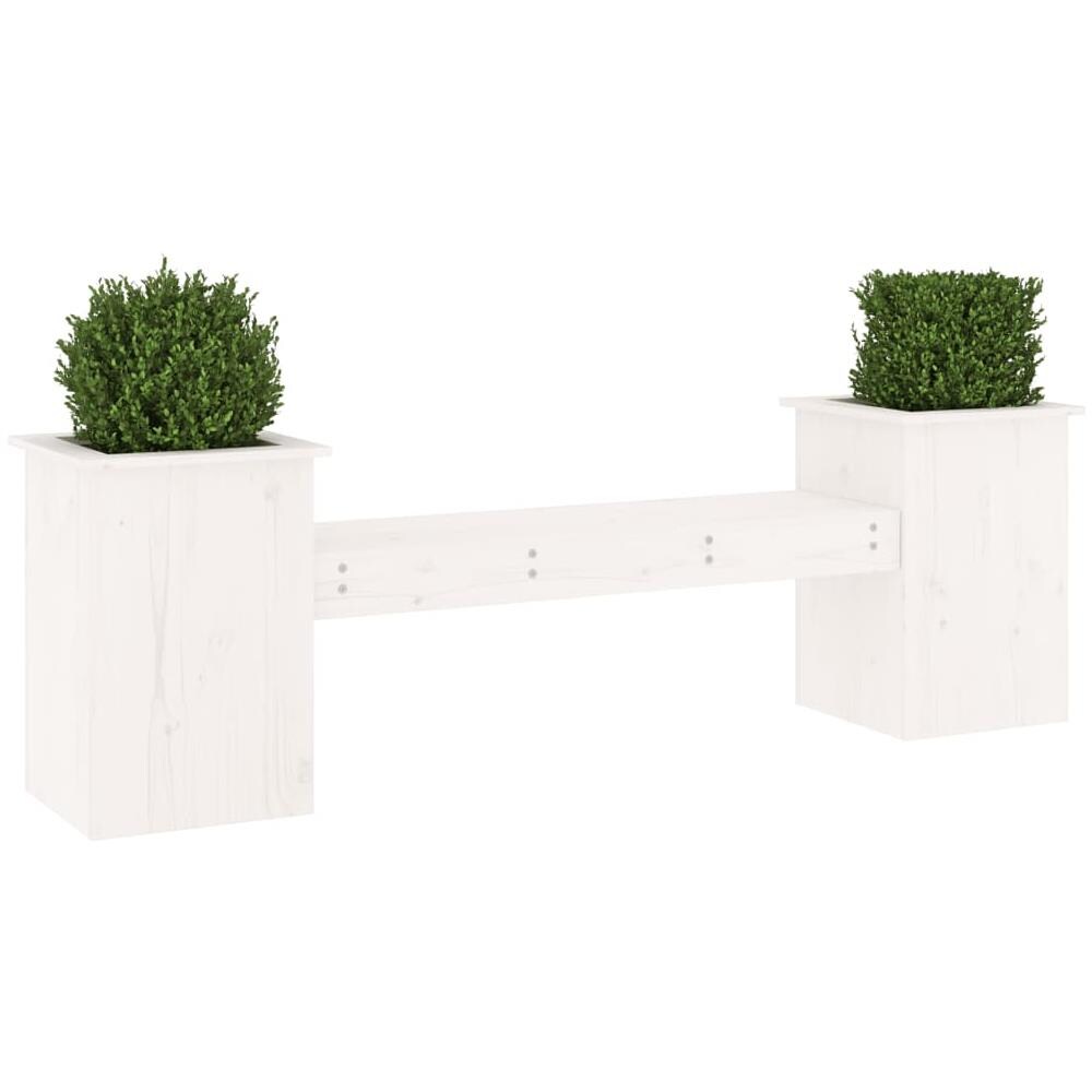 Panchina Fioriera Bianca 184,5x39,5x56,5 cm Legno Massello Pino - Foto 3