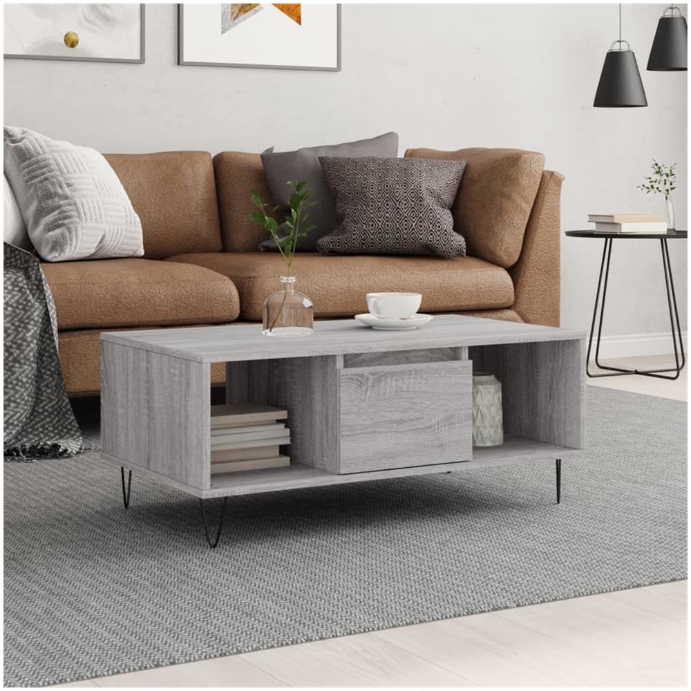 Tavolino Salotto Grigio Sonoma 90x50x36,5 Cm Legno Multistrato - Foto 1