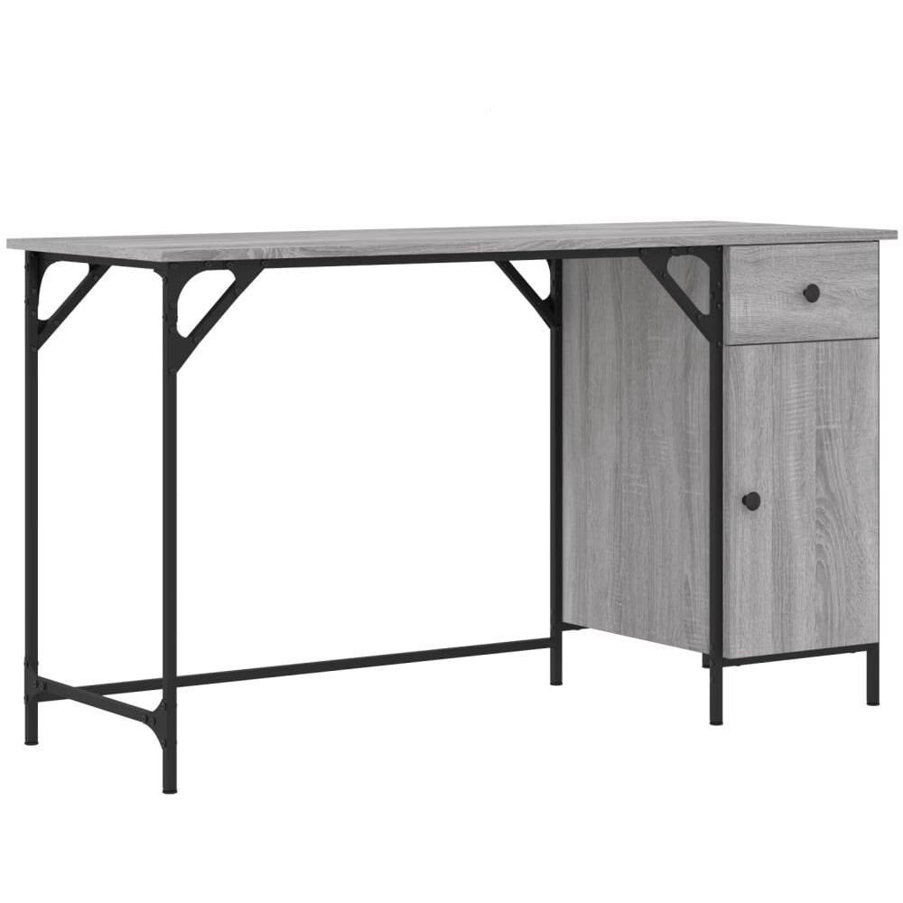 Scrivania Computer Grigio Sonoma 131x48x75 Cm Legno Multistrato - Foto 2