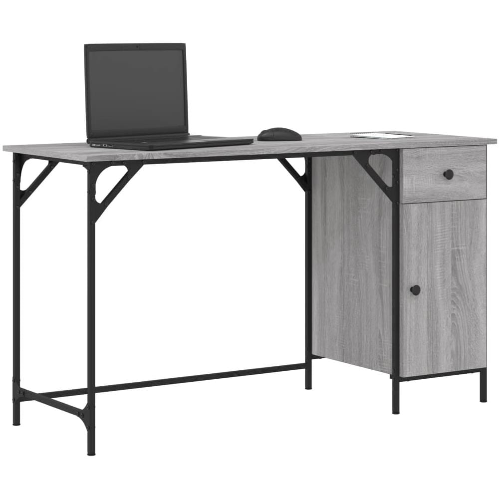 Scrivania Computer Grigio Sonoma 131x48x75 Cm Legno Multistrato - Foto 3