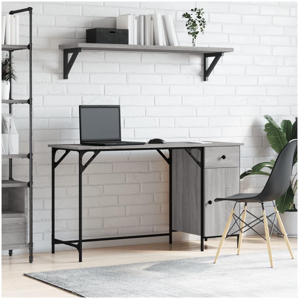 Scrivania Computer Grigio Sonoma 131x48x75 Cm Legno Multistrato - Foto 1