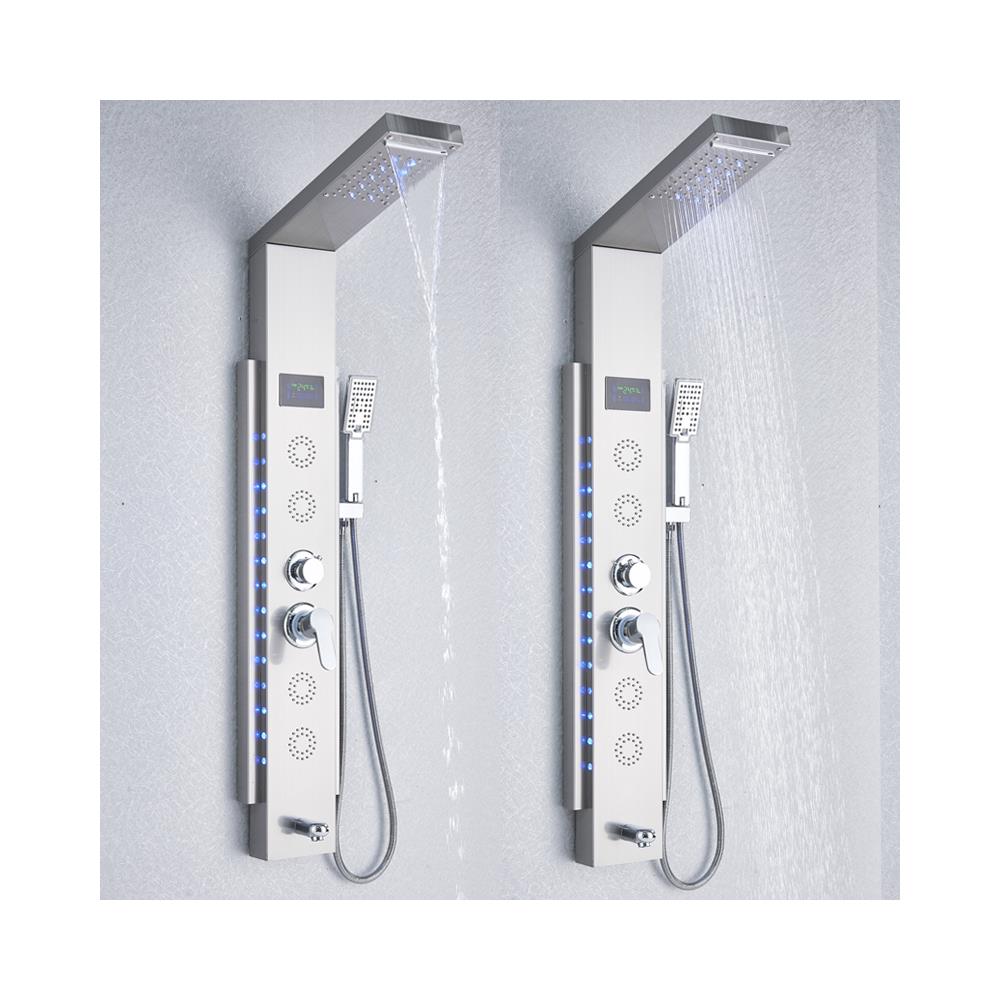 Pannello doccia, Blackswan, tipo M8003, modello nichelato con bocca, display digitale, LED e funzioni SPA, misura 125 cm - Foto 4