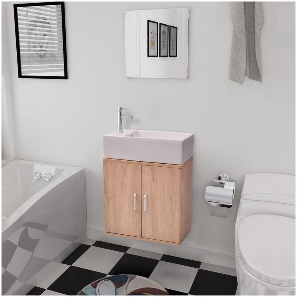 Set Mobili da Bagno con Lavabo 3 pz Beige - Foto 1