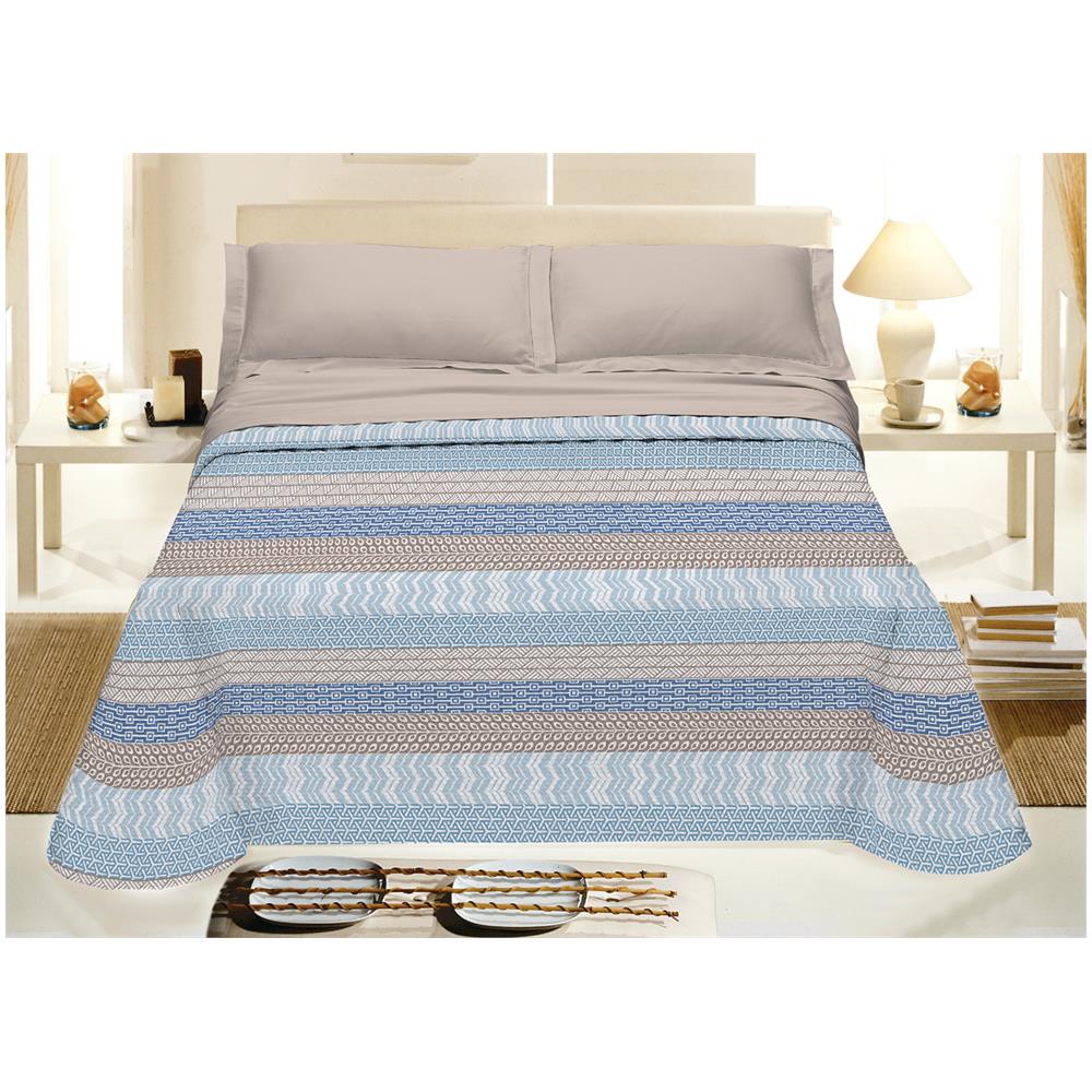 BIANCHERIAWEB Copriletto Piquet in 100% Cotone Disegno Matitoni Colore Azzurro Matrimoniale Azzurro 