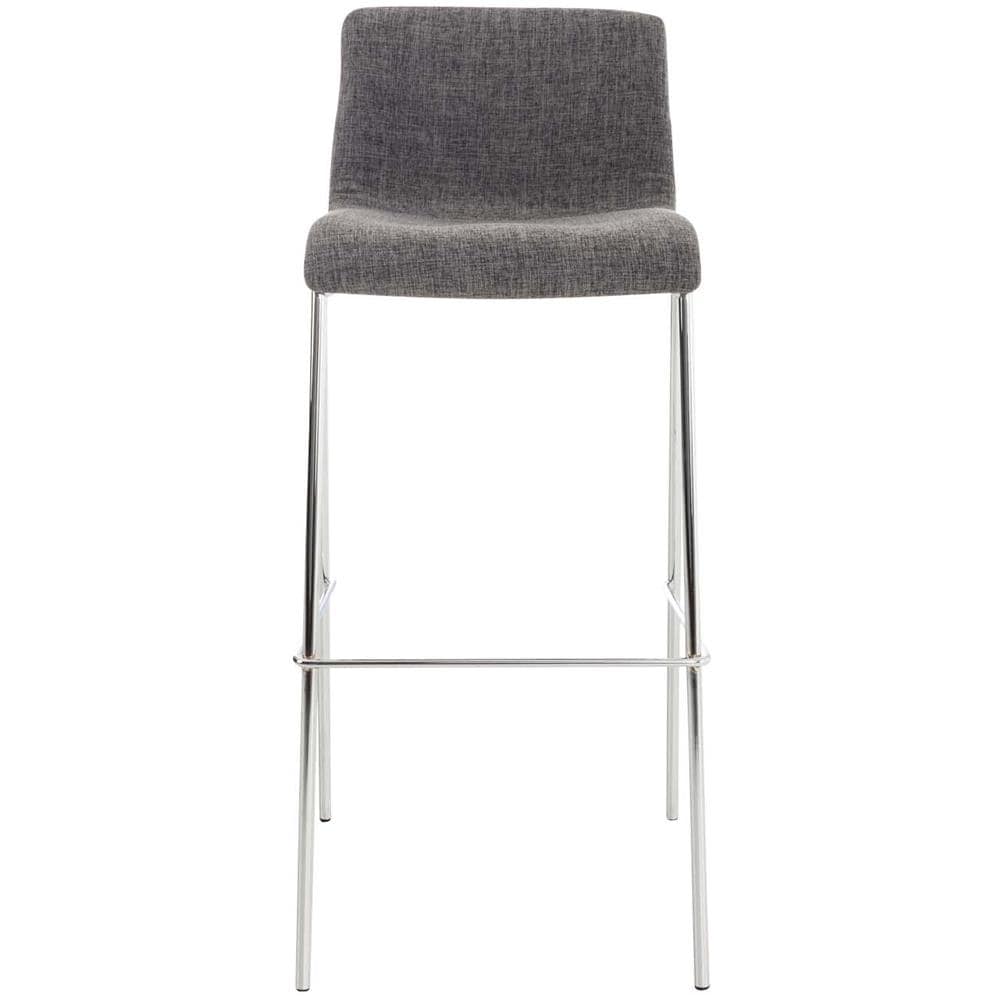 Sgabello Bar Hoover in Tessuto I Sgabello Alto Design 4 Gambe in Metallo I Sedia Sgabello Impilabile con Schienale I Sgabello Bancone H 76 CM Grigio Chiaro Base Cromata - Foto 2