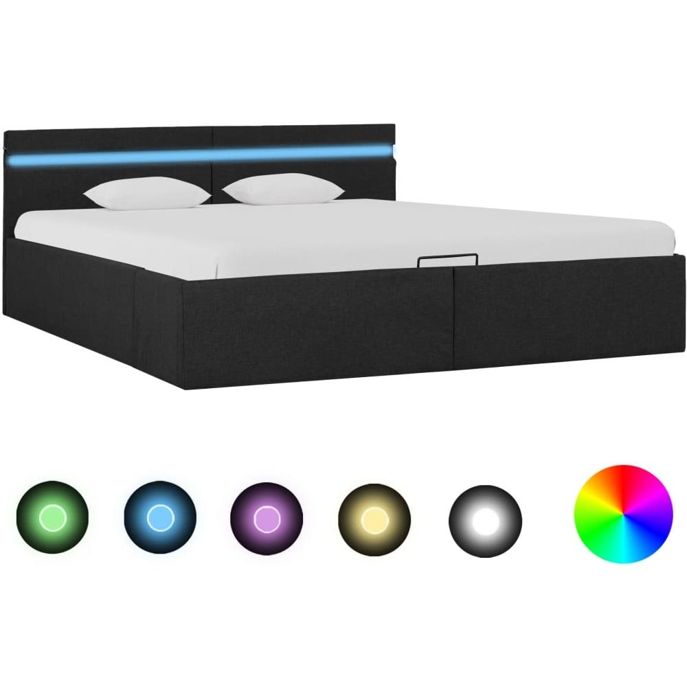 Giroletto con Contenitore e LED Grigio Scuro Tessuto 180x200 cm - Foto 1