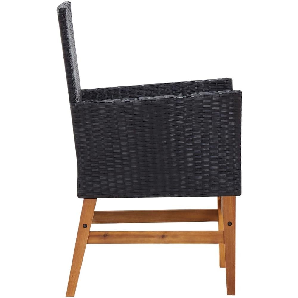 Set da Pranzo da Giardino 7 pz Nero in Polyrattan e Acacia - Foto 8