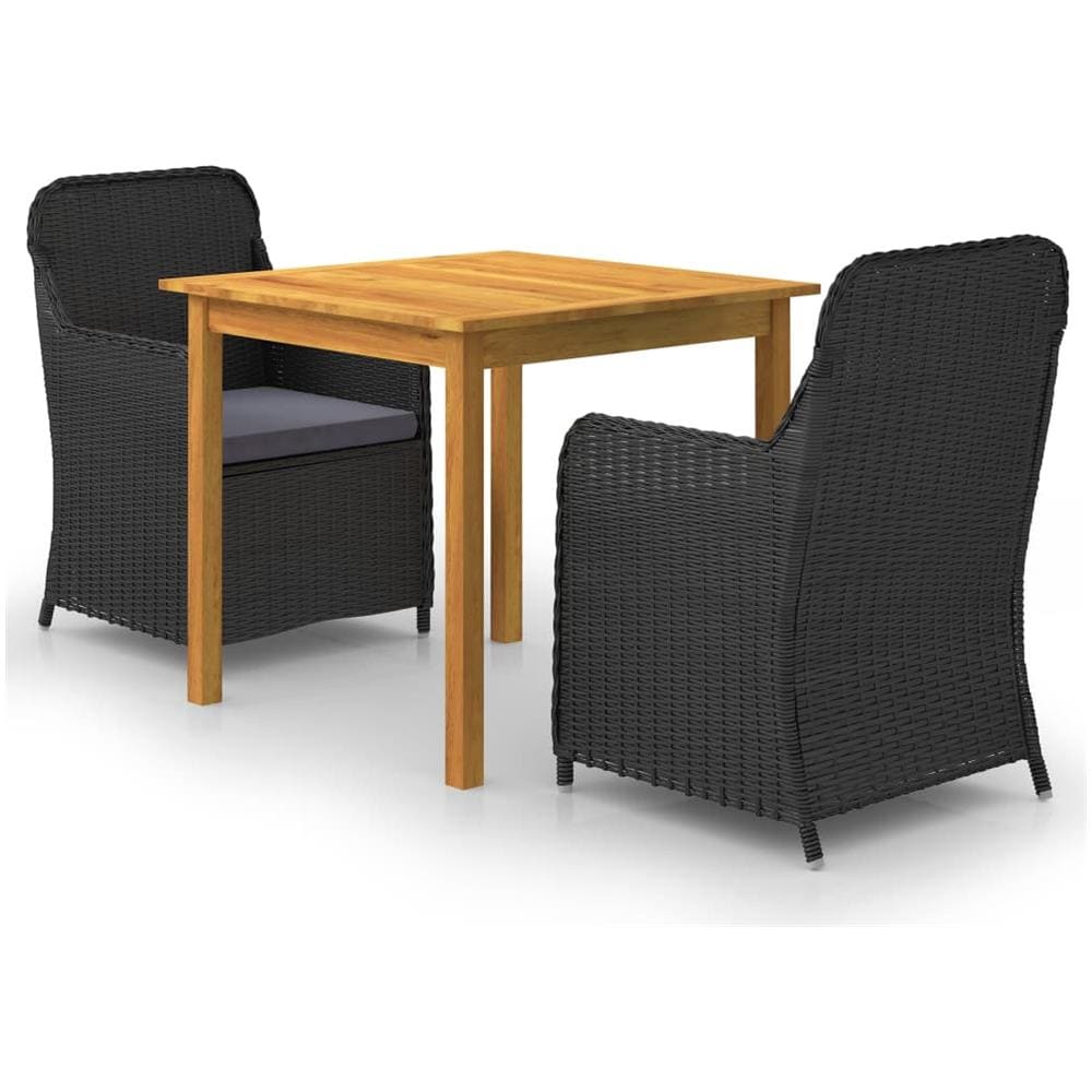 Set Mobili Da Pranzo Per Giardino 3 Pz Nero - Foto 1