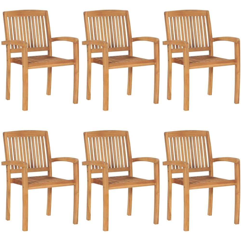Sedie da Giardino Impilabili con Cuscini 6 pz Massello di Teak - Foto 3