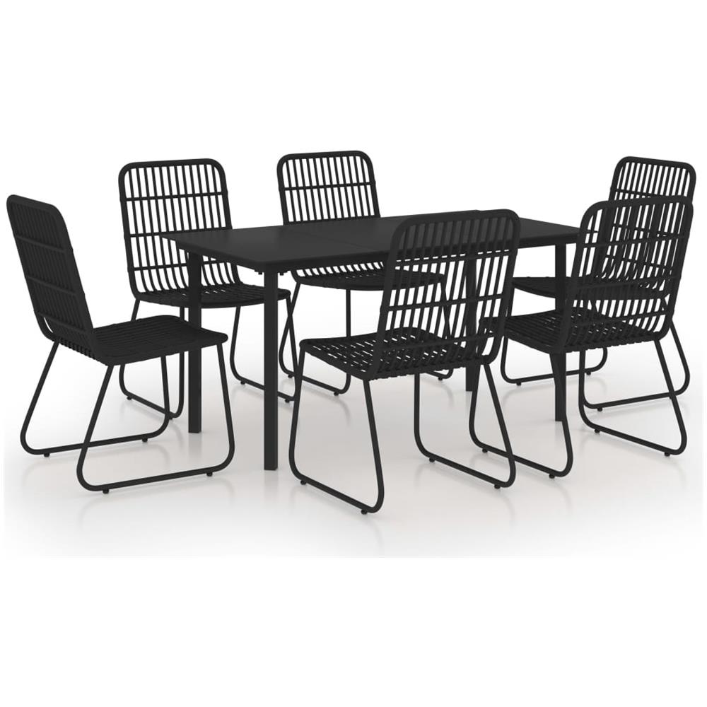 Set da Pranzo da Giardino 7 pz in Polyrattan e Vetro - Foto 1