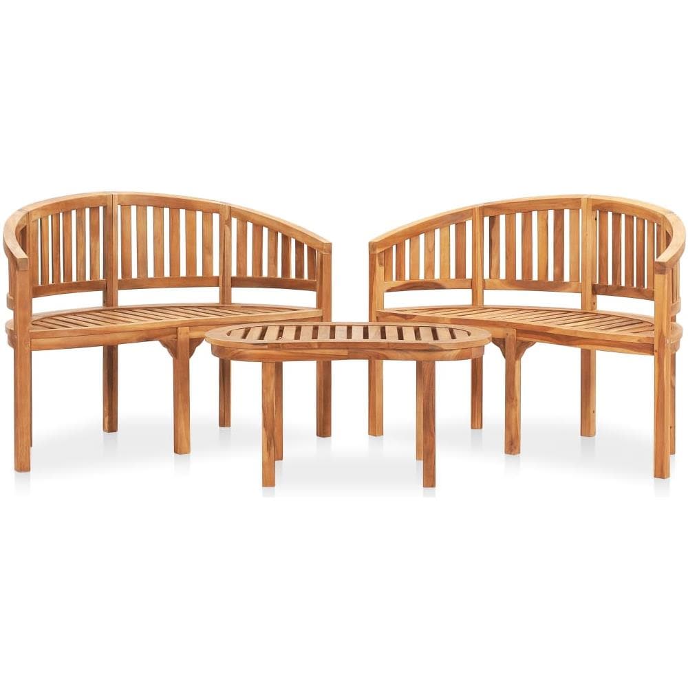 Set Salotto da Giardino 3 pz Design Curvo in Massello di Teak - Foto 1