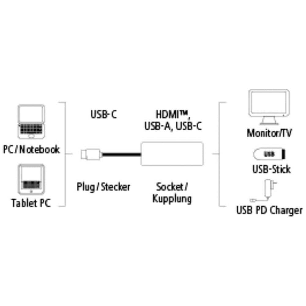 00135728 USB 3.1-C HDMI / USB 3.1-C / USB 3.1-A Bianco cavo di interfaccia e adattatore - Foto 6