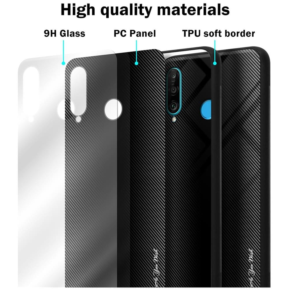 Custodia Compatibile Con Huawei P30 Lite - Ottica A Strisce In Opale Nero - Coperchio Protettivo In Vetro Temperato E Silicone Tpu - Foto 7