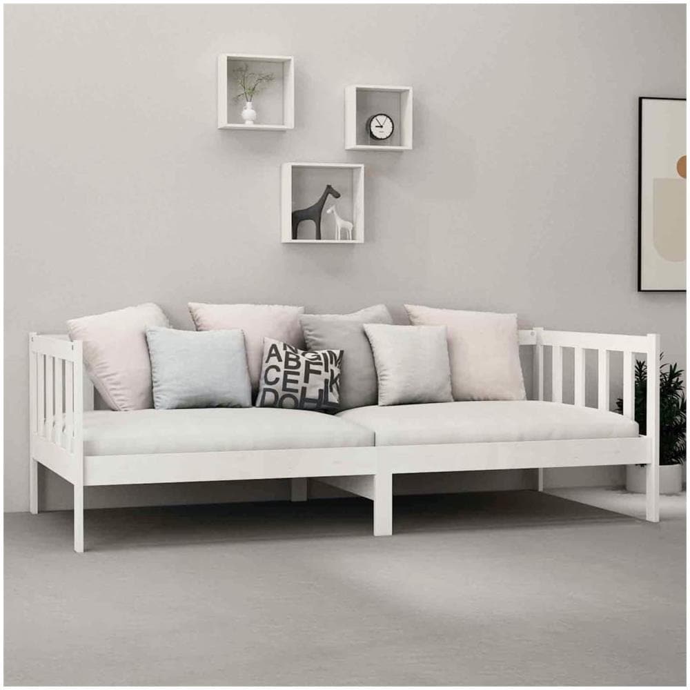 Divano Letto Con Materasso 90x200 Cm Bianco In Massello Di Pino - Foto 3