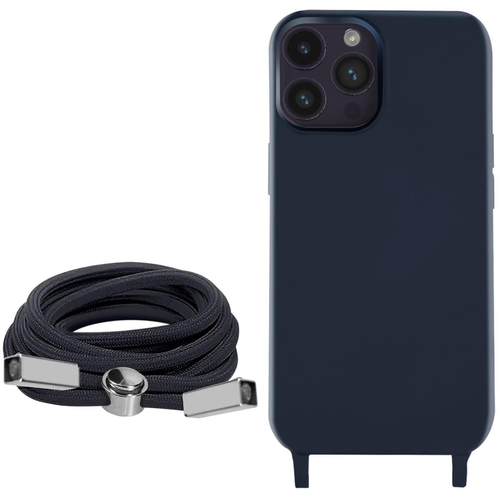 Cover Semirigida Per Iphone 14 Pro Max Cordino Nylon Intrecciato 80 Cm Blu - Foto 2