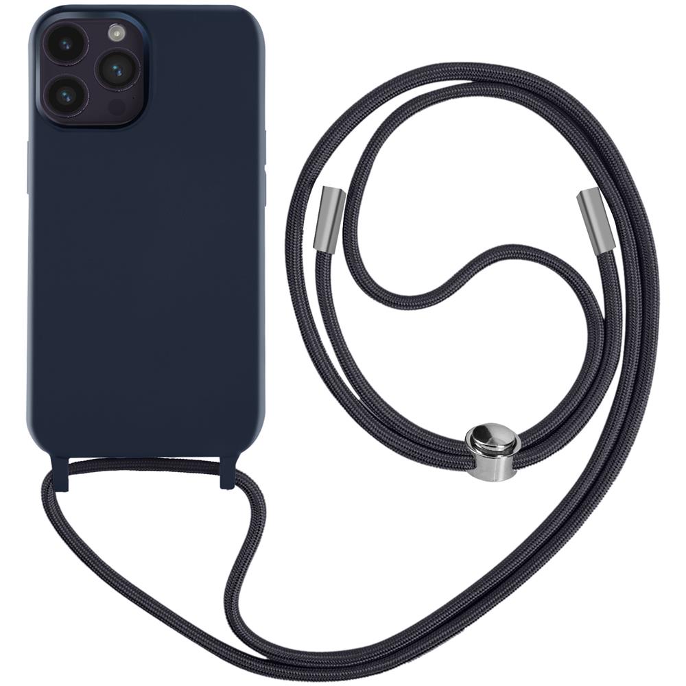Cover Semirigida Per Iphone 14 Pro Max Cordino Nylon Intrecciato 80 Cm Blu - Foto 1