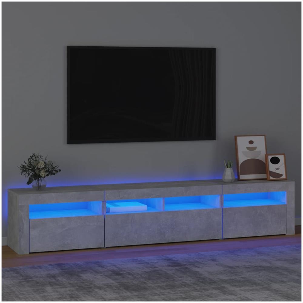Mobile Porta TV con Luci LED Grigio Cemento 210x35x40 cm - Foto 1