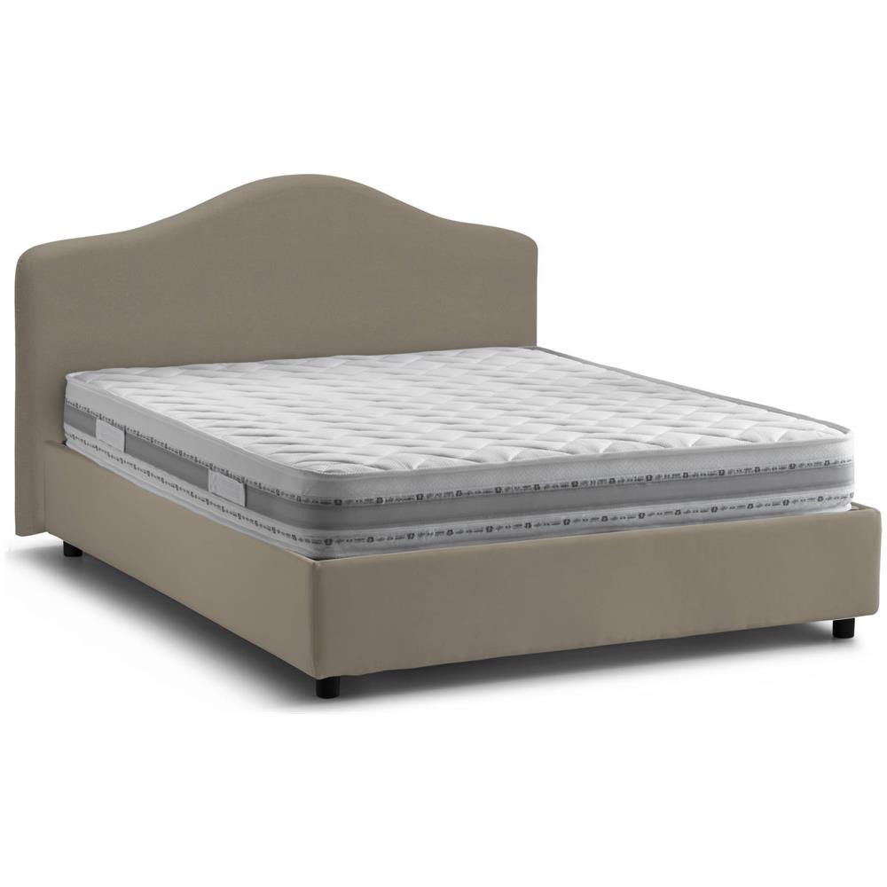 Letto Matrimoniale Angiolina, Letto Contenitore Con Rivestimento In Tessuto, 100% Made In Italy, Apertura Frontale, Adatto Per Materasso Cm 160x190, Tortora - Foto 4