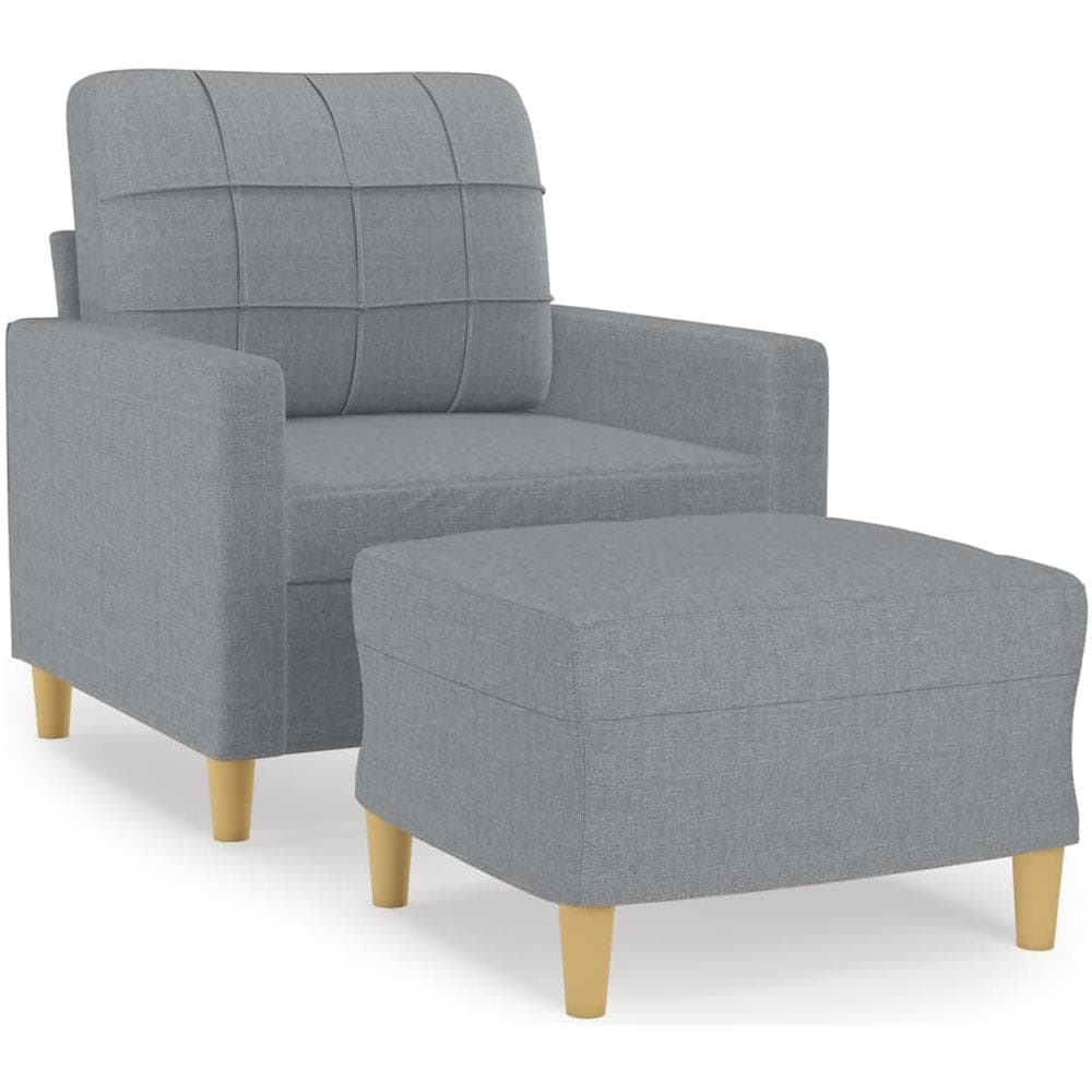 Poltrona Con Poggiapiedi Grigio Chiaro 60 Cm In Tessuto - Foto 2