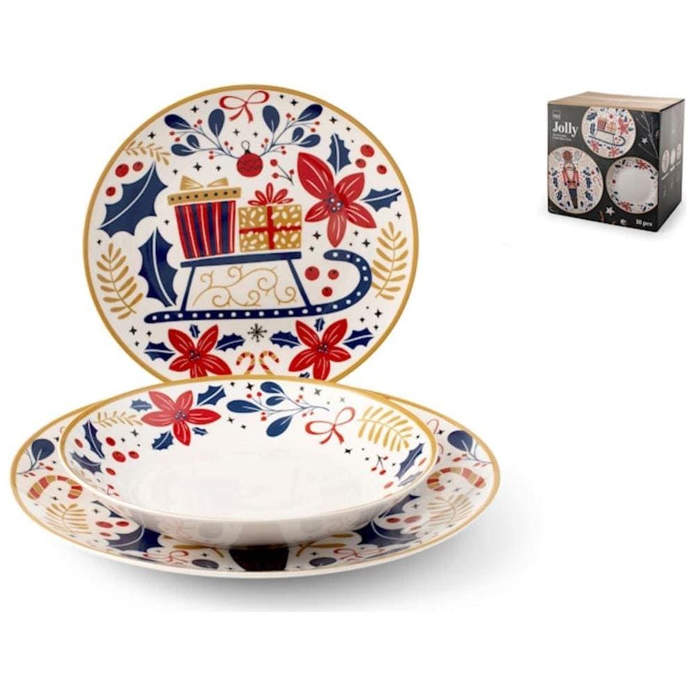 Servizio tavola natalizio 18 pezzi coupe Jolly in new bone china - Foto 1