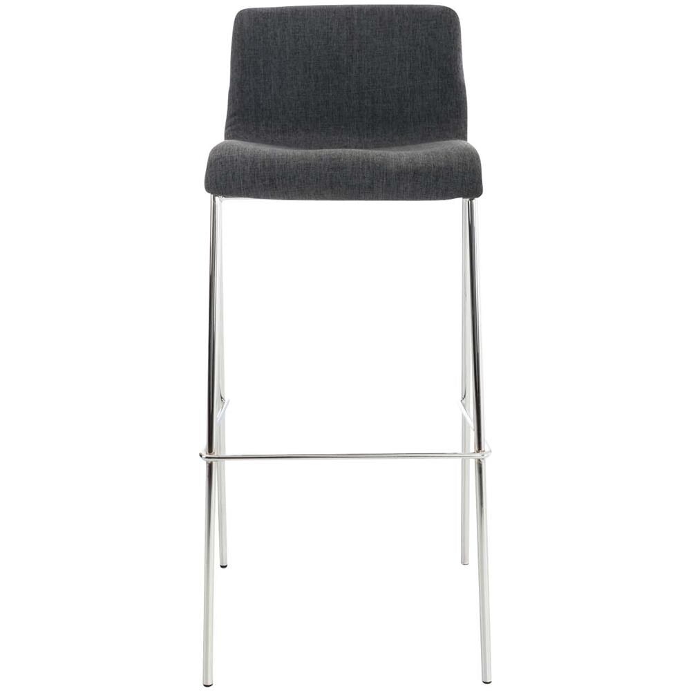 Sgabello Bar Hoover in Tessuto I Sgabello Alto Design 4 Gambe in Metallo I Sedia Sgabello Impilabile con Schienale I Sgabello Bancone H 76 CM Grigio Scuro Base Cromata - Foto 2