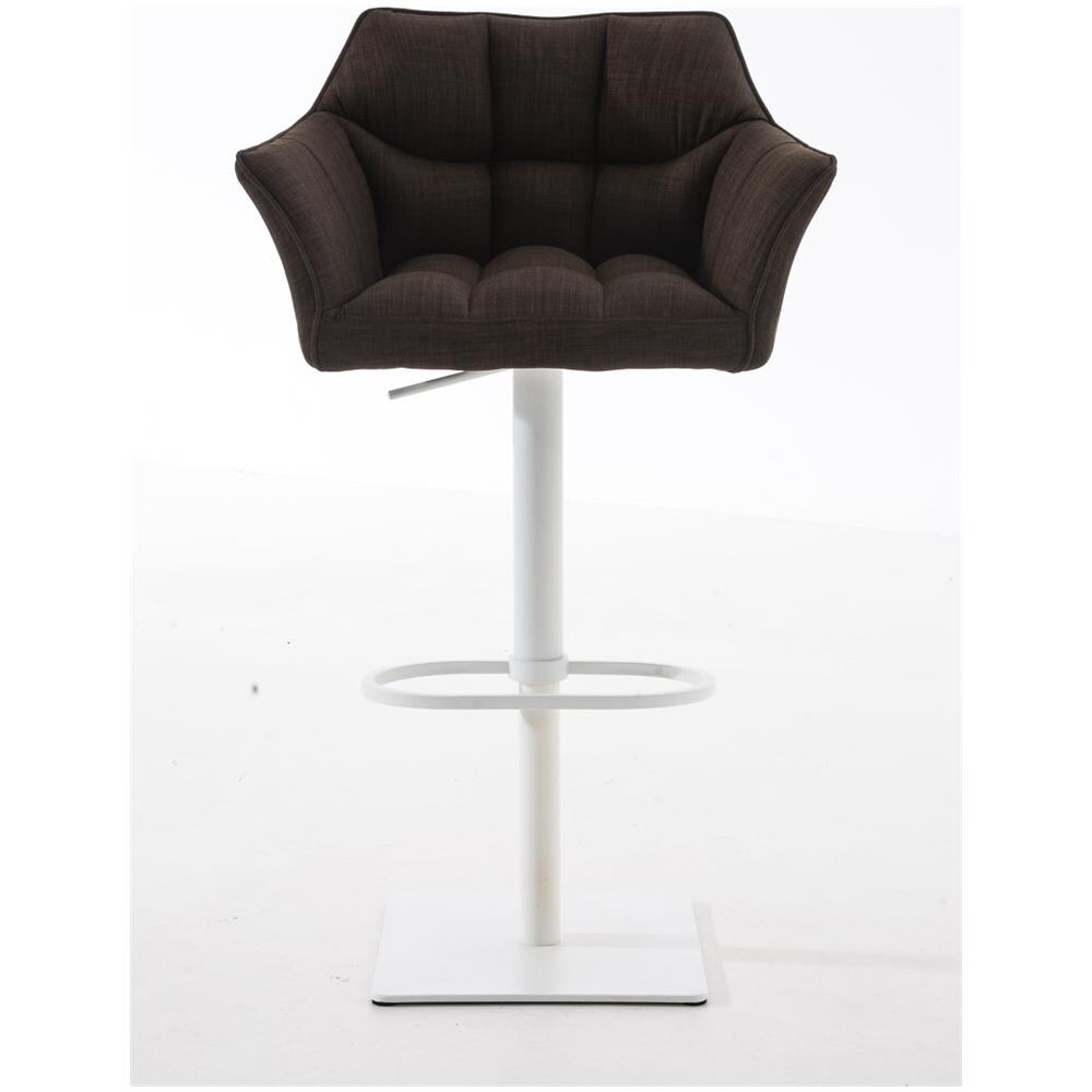 Sgabello Alto Bar Damaso I Sgabello Design Cucina Trapuntato in Tessuto con Braccioli E Schienale Imbottiti l Sedia Sgabello Bar Pub con Poggiapiedi Marrone Bianco - Foto 2