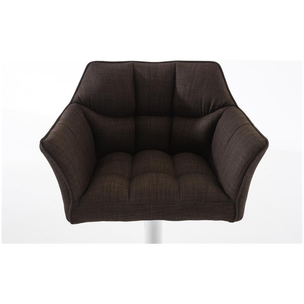 Sgabello Alto Bar Damaso I Sgabello Design Cucina Trapuntato in Tessuto con Braccioli E Schienale Imbottiti l Sedia Sgabello Bar Pub con Poggiapiedi Marrone Bianco - Foto 5