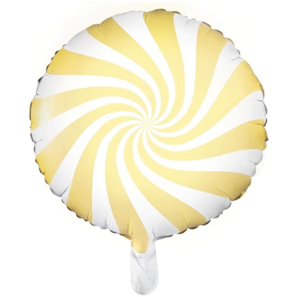 Partydeco - Palloncino Alluminio Lecca Lecca Giallo E Bianco - Foto 1