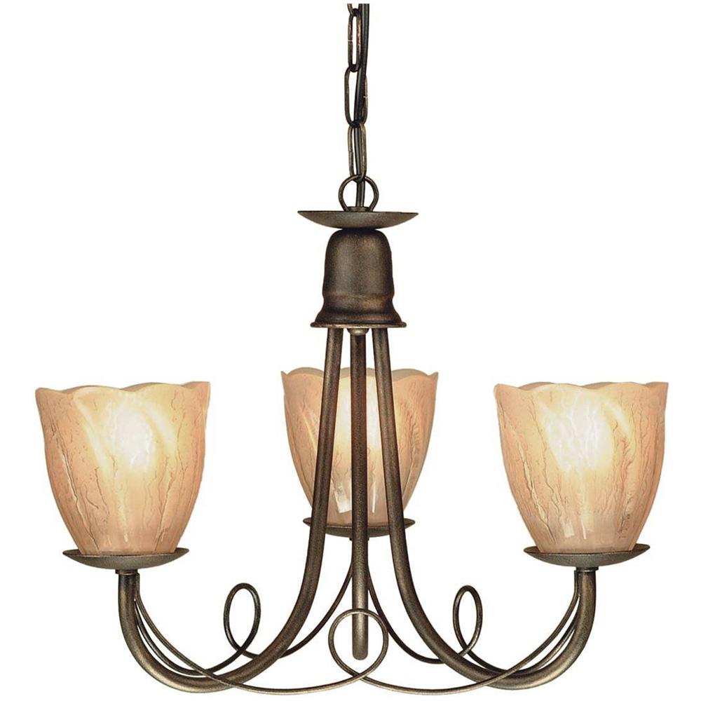Lampadario Multi Braccio 3 Luci Nero, Finitura Oro, E14 - Foto 1