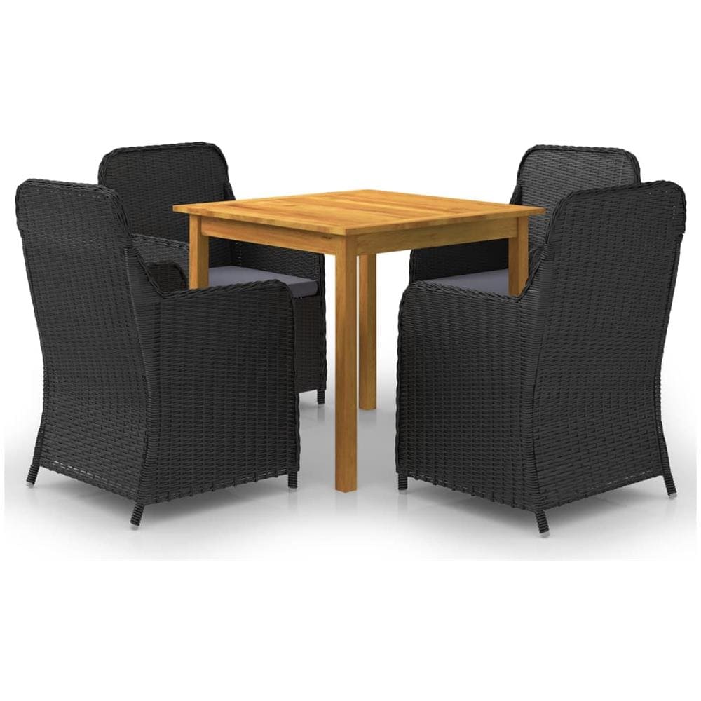 Set Mobili Da Pranzo Per Giardino 5 Pz Nero - Foto 1