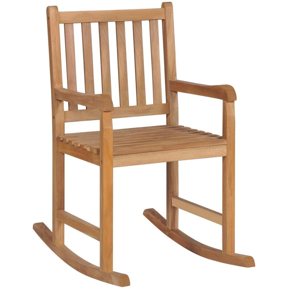 Sedia A Dondolo Con Cuscino Nero In Legno Di Teak - Foto 1