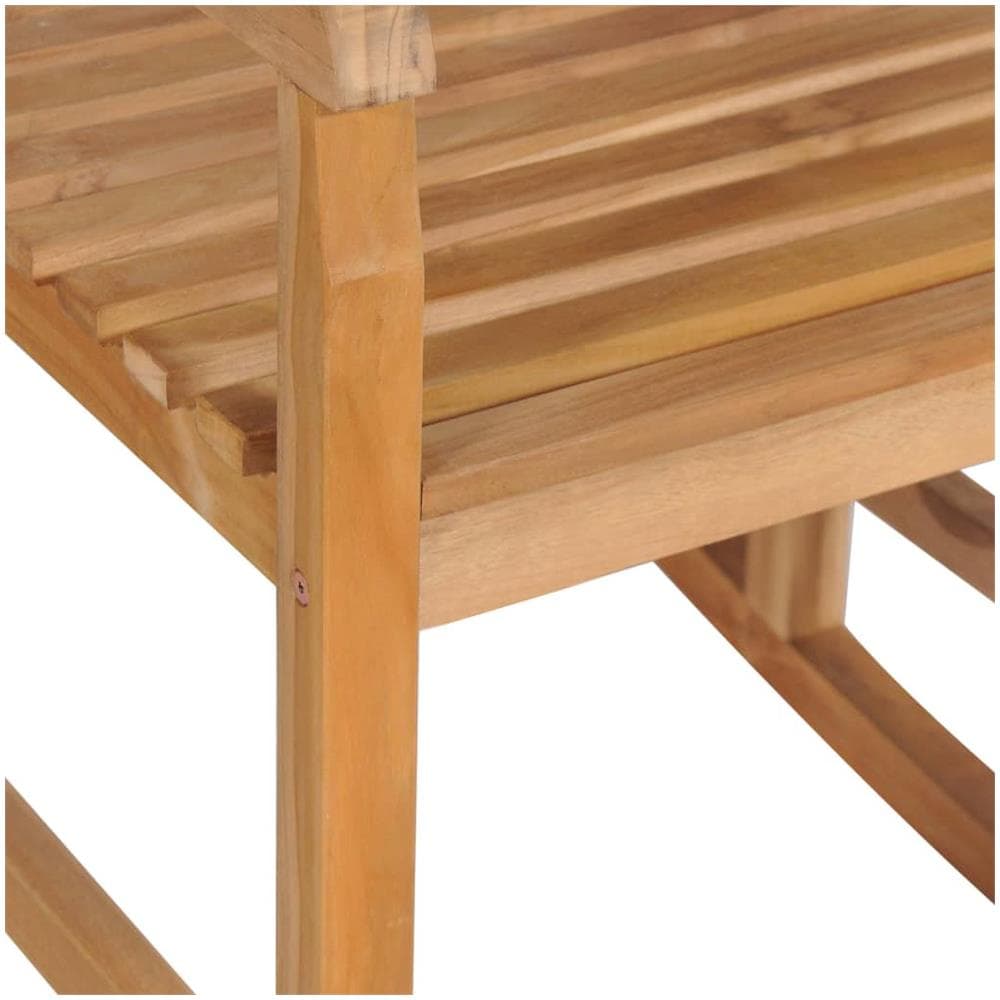 Sedia A Dondolo Con Cuscino Nero In Legno Di Teak - Foto 3