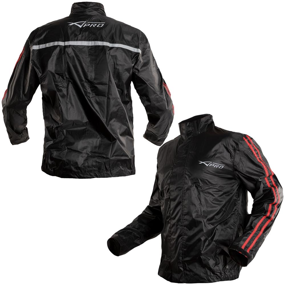 Giacca Moto Antipioggia Impermeabile Antiacqua Cappuccio Tuta Rosso 3xl - Foto 2
