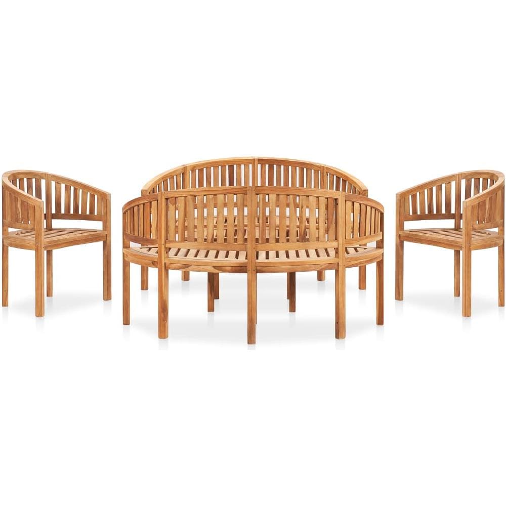 Set Salotto da Giardino 5 pz Design Curvo in Massello di Teak - Foto 1