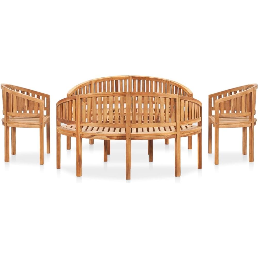 Set Salotto da Giardino 5 pz Design Curvo in Massello di Teak - Foto 2
