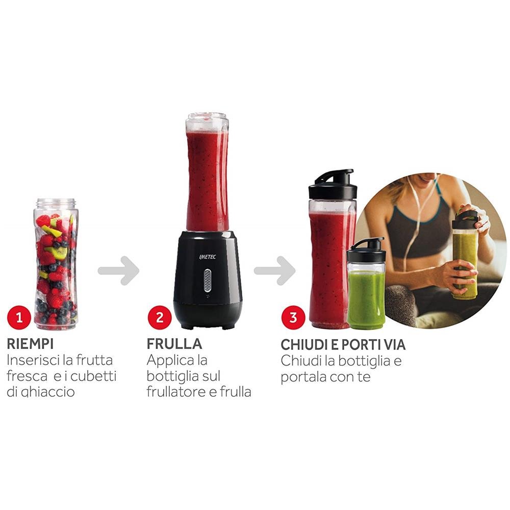 Frullatore PB 100 Personal Blender Potenza 250 Watt Capacità 600 e 300 ml Colore Nero - Foto 2