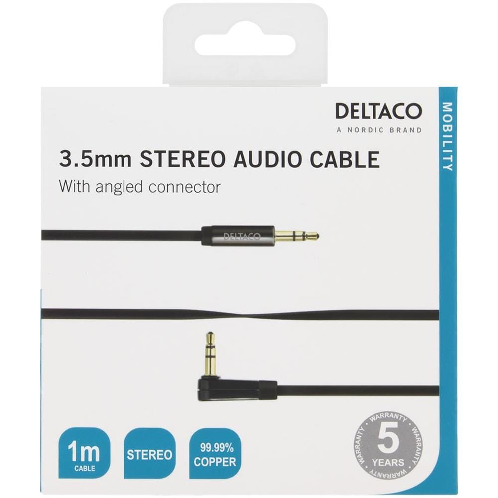 Cavo Audio Deltaco, Angolato Da 3,5 Mm Maschio A 3,5 Mm Maschio, 1 M, Nero - Foto 2