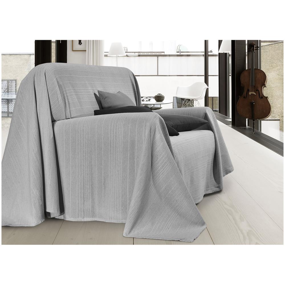 Telo Arredo Copridivano Multiuso Copritutto Cotone Modello Sharane Arredatutto 1 Piazza Grigio - Foto 1