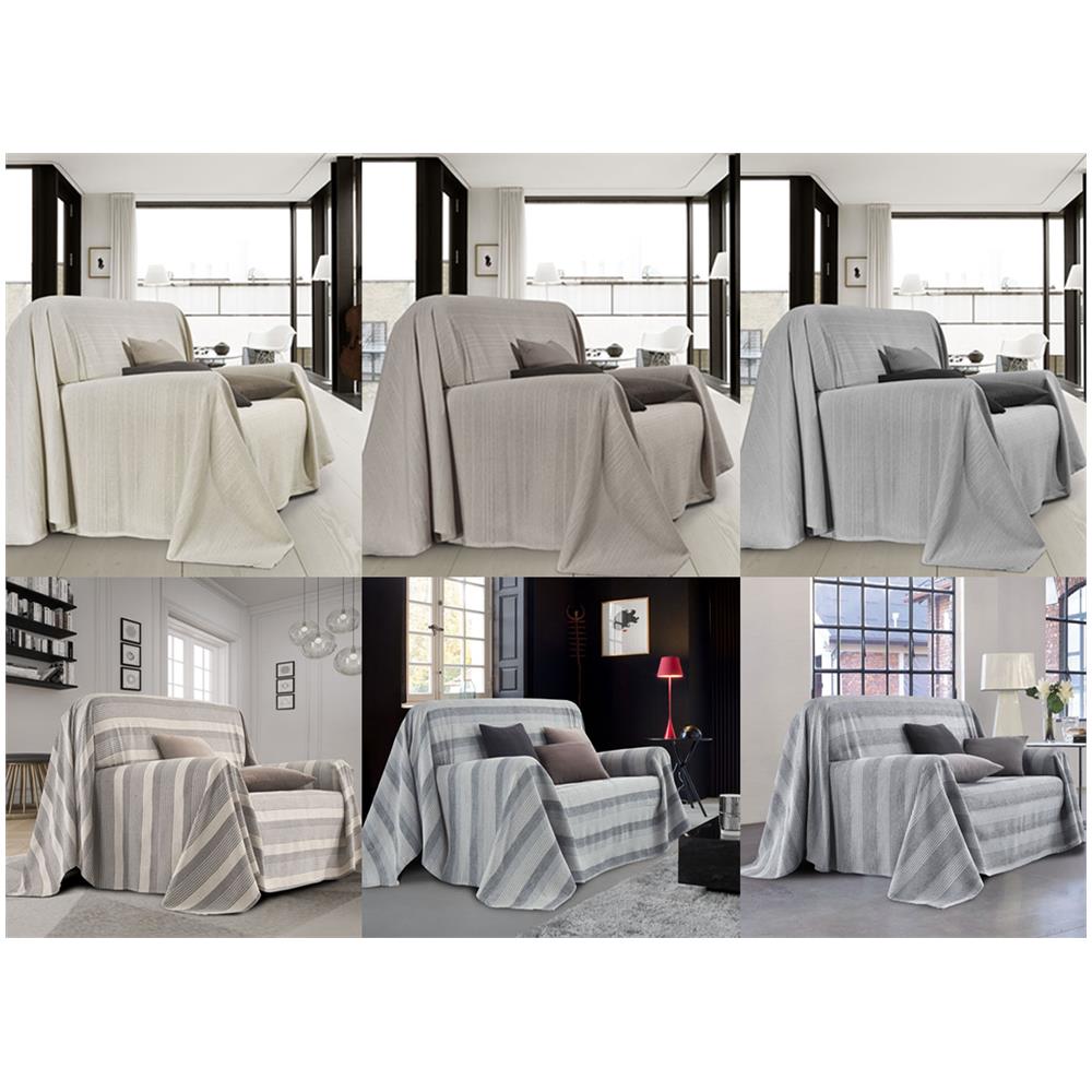 Telo Arredo Copridivano Multiuso Copritutto Cotone Modello Sharane Arredatutto 1 Piazza Grigio - Foto 2